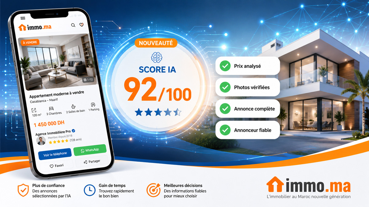 Score IA 1immo.ma pour comparer les annonces immobilières au Maroc