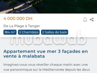 Grande Appartement vue mer sur la corniche - Appartement à vendre - Tanger