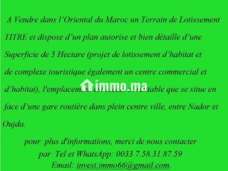 A vendre d’un Terrain de Lotissement au Maroc. - Terrain à vendre - Nador