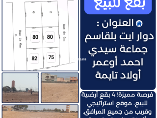 بقع أرضية متنوعة المساحات (80، 80، 82، 75م²) فـ آيت بلقاسم – أولاد تايمة مكان هادئ وآمن وقابل للبناء ️ - Terrain à vendre - Oulad Teima