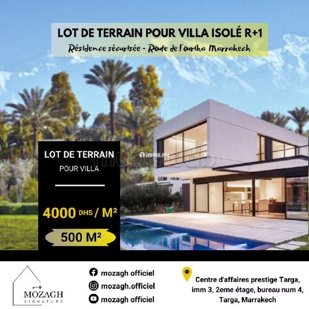 Terrain 500 m² isolé pour villa sans vis à vis - Vente Immobilier - Marrakech - photo 1