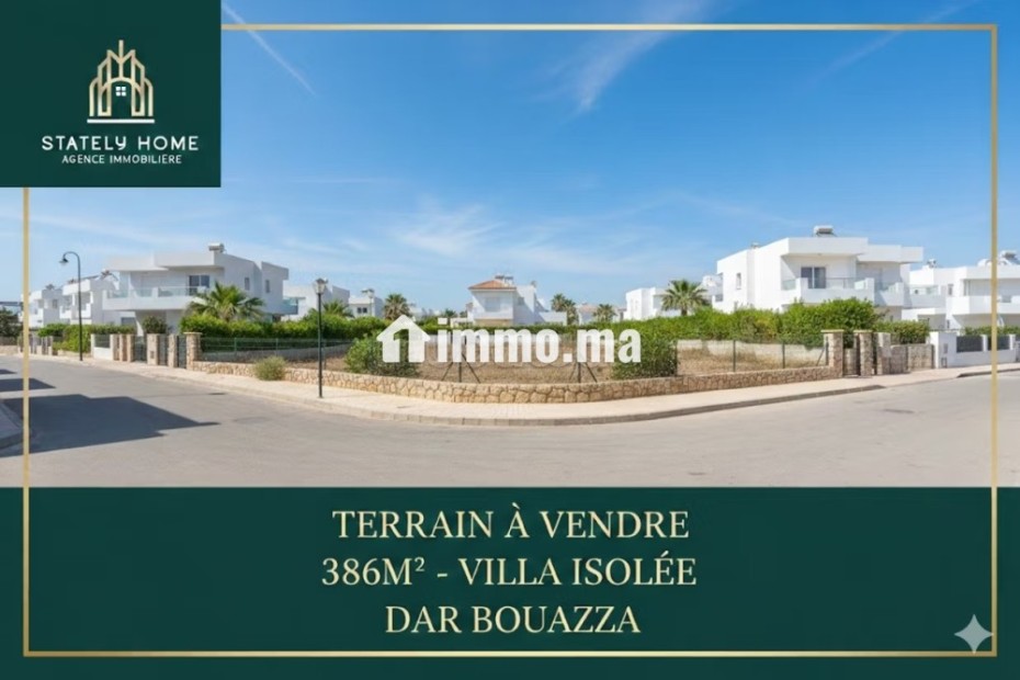 Terrain d’angle 386m² – Dar Bouazza - Vente Immobilier - Dar Bouazza - photo 1