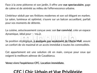 Magnifique 2 chambre Meublé WALILI CFC - Appartement à louer - Casablanca