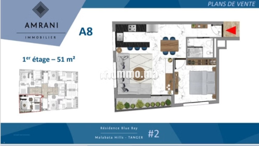Malabata Hills Appartement Haut Standing 51 m² - Vente Immobilier - Tanger - photo 1