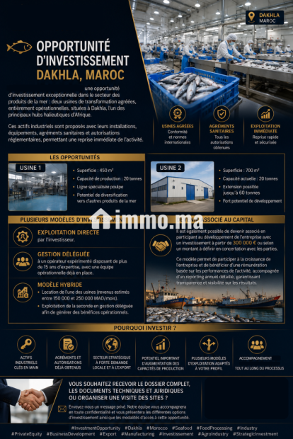 Usine/Unité de Poissons - Vente Immobilier - Dakhla - photo 1