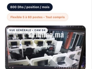 Plateau 60 positions Anfa 204m2 - À partir de 800 Dhs/position équipée - Dispo immédiate - 0698050690 - Bureau à louer - Casablanca