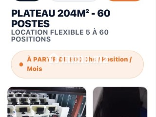 Plateau 60 positions Anfa 204m2 - À partir de 800 Dhs/position équipée - Dispo immédiate - 0698050690 - Bureau à louer - Casablanca