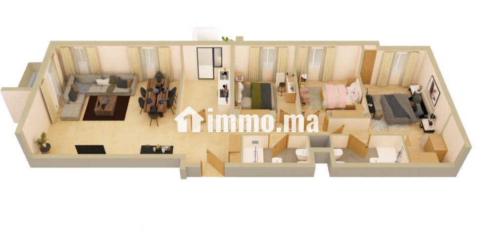 Appartement 3 chambres, 120m2, Sans vis a vis - Location Immobilier - Casablanca - photo 7