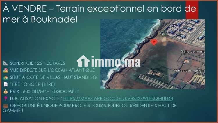 Terrain exceptionnel en bord de mer à Bouknadel – - Vente Immobilier - Casablanca - photo 1